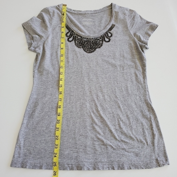 1172 * Merona Beaded Scoop Neckline Tee Gray Size M - Picture 7 of 7